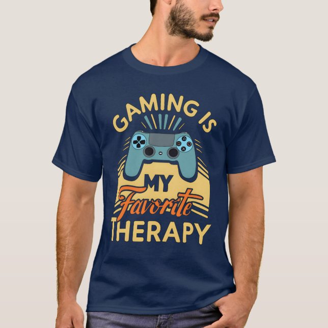 Gaming is My Favoriteherapy retro boy T-Shirt (Front)