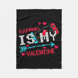 Gaming is valentine funny gamer love pixel retro fleece blanket