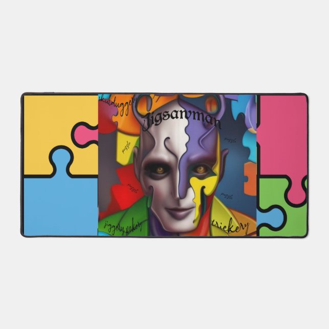 Gaming Jigsawman superhero/villain? Jigsaw Puzzle Desk Mat (Front)