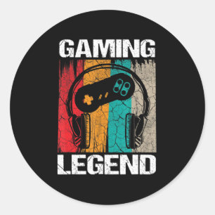 Gaming Legend Gamer Video Games Vintage Gifts Boys Classic Round Sticker