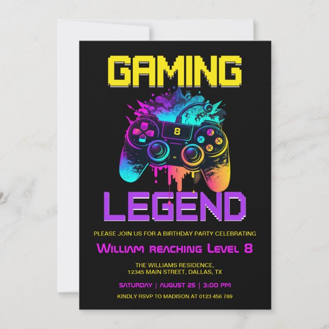 Gaming Legend Invitation (Front)