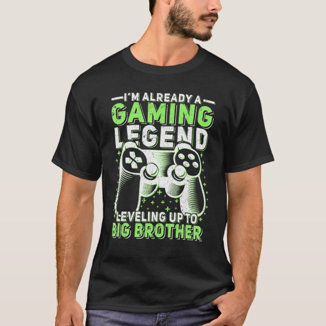 Gaming Legend Leveling Up To Big Brother Gamers Bi T-Shirt (Front)