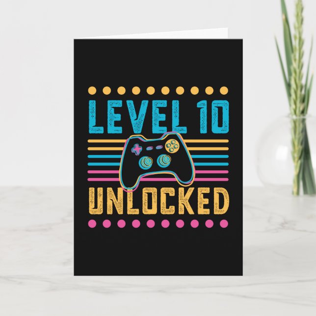 Gaming Level 10 Unlocked 10th Birthday Gamer Gift Card (Front)