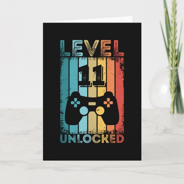 Gaming Level 11 Unlocked 11th Birthday Gift Gamer Card (Front)