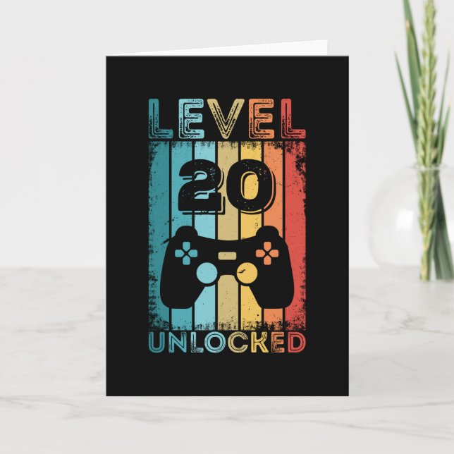 Gaming Level 20 Unlocked 20th Birthday Gift Gamer Card (Front)