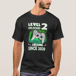 Gaming Level 2 Unlocked Awesome 2020 2nd Birthday T-Shirt