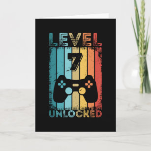 Gaming Level 7 Unlocked 7th Birthday Gift Gamer Card