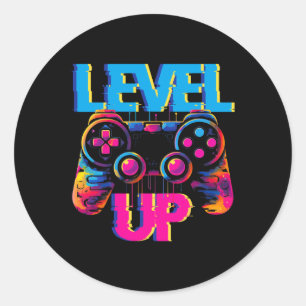 Gaming Level Up Game Controller Video Game Pop Art Classic Round Sticker