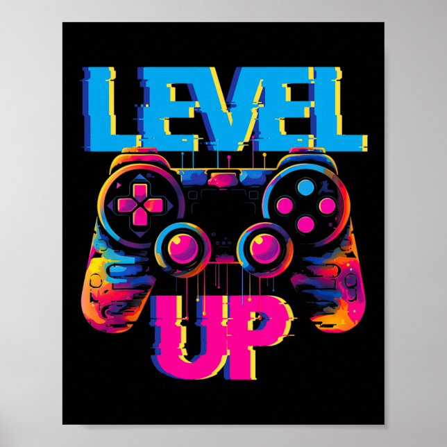 Gaming Level Up Game Controller Video Game Pop Art Poster (Front)