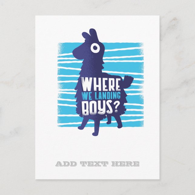 Gaming Llama Where We Landing Boys Graphics Teens Postcard (Front)