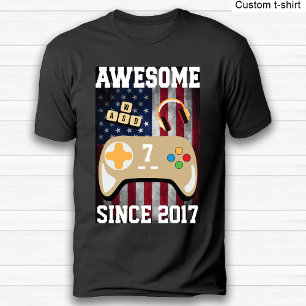 Gaming Lover Birthday Vintage American Flag T-Shirt