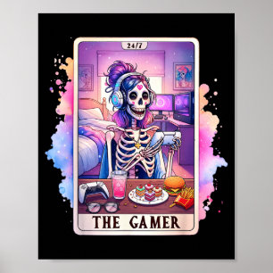 Gaming Lover Gamer Skeleton Halloween Artwork Poster