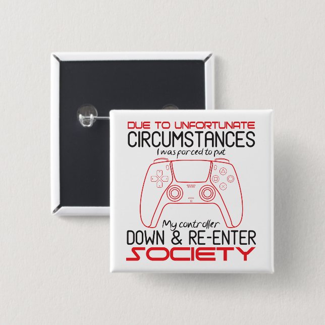 Gaming Lovers Put My Controller Down Funny Gamer 15 Cm Square Badge (Front & Back)