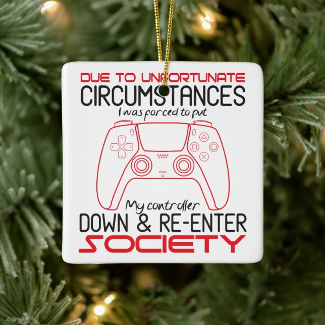 Gaming Lovers Put My Controller Down Funny Gamer Ceramic Ornament (Tree)