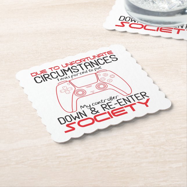 Gaming Lovers Put My Controller Down Funny Gamer Paper Coaster (Angled)