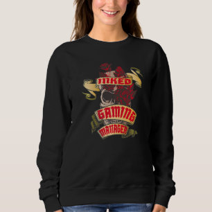 Gaming Manager Inked Skull & Red Roses Tattoo Sweatshirt