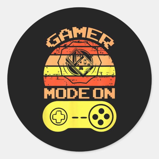 Gaming Mode On Funny Game Quotes Gift For Players  Classic Round Sticker (Front)