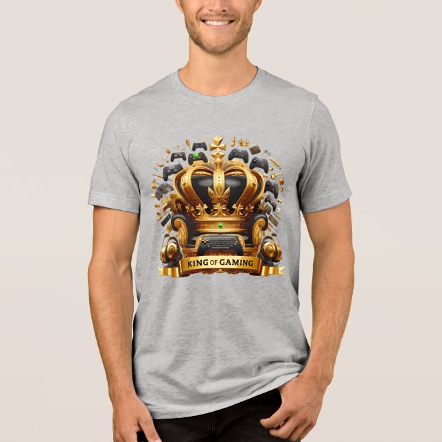 Gaming Monarchy Golden Crown Royal Emblem Tri-Blend Shirt (Front)