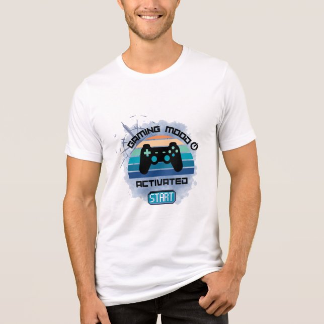 "Gaming Mood: ON – Power Up and Play T-Shirt" Tri-Blend Shirt (Front)