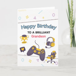 Gaming Personalised Birthday Card For Grandson +