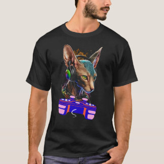 Gaming Peterbald Cat Player Animal Video Gamer Men T-Shirt