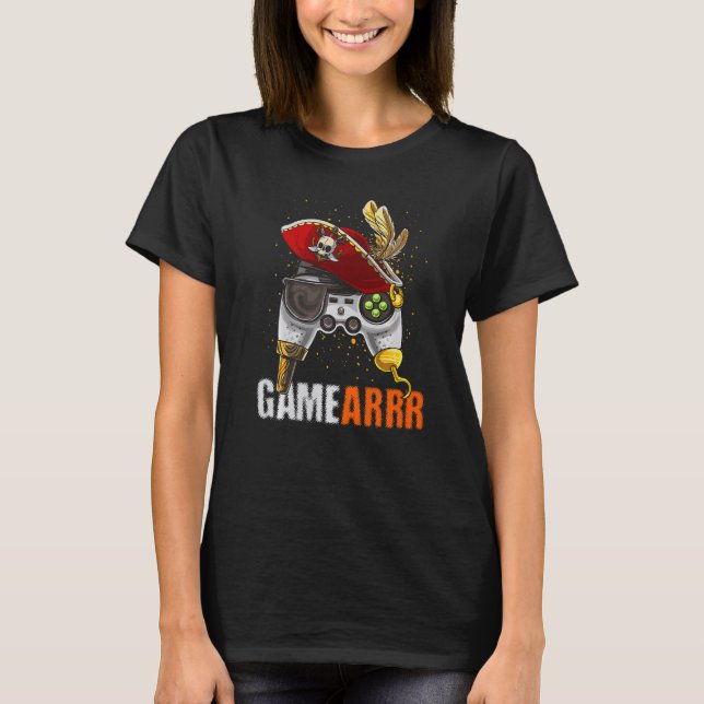 Gaming Pirate Hat controller Video Game Controller T-Shirt (Front)
