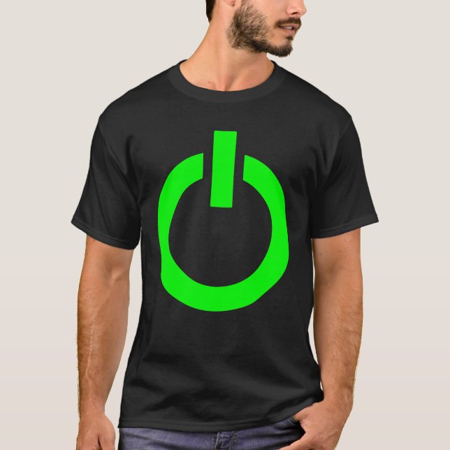 Gaming Power Button Glow Neon Green T-shirt (Front)
