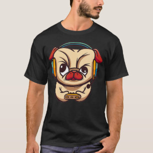 Gaming Pug Headset Controller Kids Boys Girls Men T-Shirt