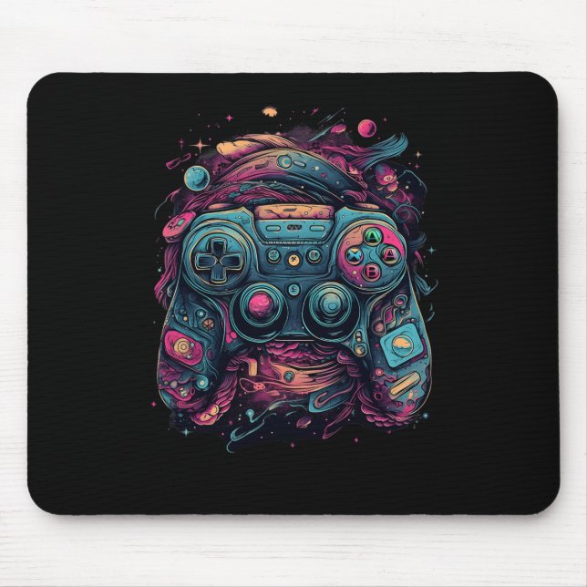 Gaming Rave Gamer Nerd Abstract Pc Gamer Graphics  Mouse Mat (Front)