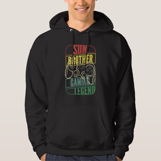 Gaming Sibling Video Gamer Retro Son Brother Gamin Hoodie (Front)