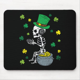Gaming Skeleton St Patricks Day Gamer Leprechaun S Mouse Mat
