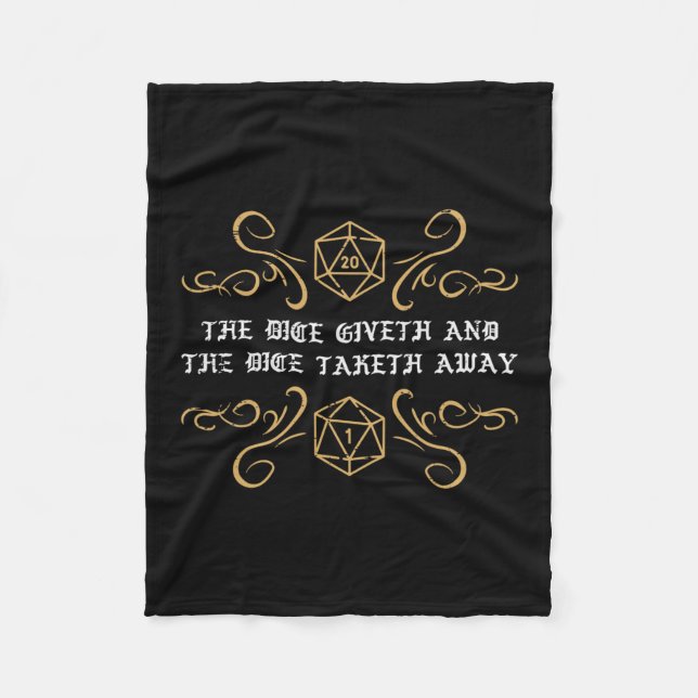 Gaming The Dice Giveth Taketh Away Funny Gamer Men Fleece Blanket (Front)