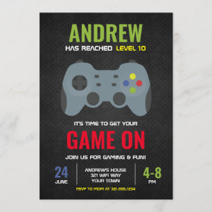 Gaming Themed (Style 1) Birthday Party Invitation