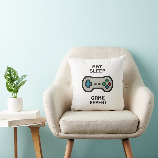 Gaming Throw Pillow – Pixel Art Gamer Room Decor (Chair)