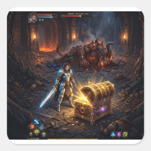 GAMING: Treasure Chest From Boss Fight Square Sticker