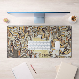 Gaming Unique Modern Abstract Nuetrals Gamer Desk Mat