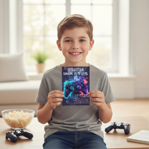 Gaming up fun birthday invitation
