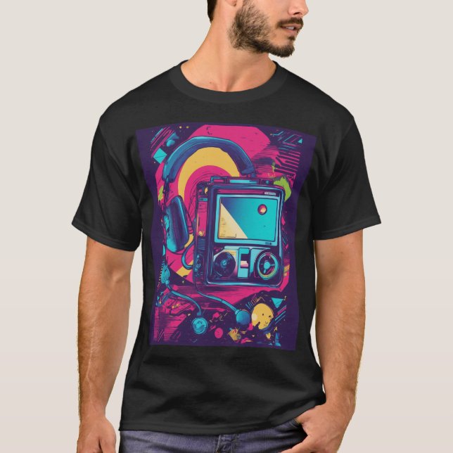 Gaming Vibes: Abstract Joystick Design T-Shirt (Front)