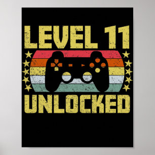 Gaming Vintage 11th Birthday Gift 11 Year Old Boy Poster