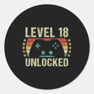 Gaming Vintage 18th Birthday Gift 18 Year Old Boy  Classic Round Sticker
