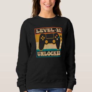 Gaming Vintage 21st Birthday  21 Year Old Boy Girl Sweatshirt