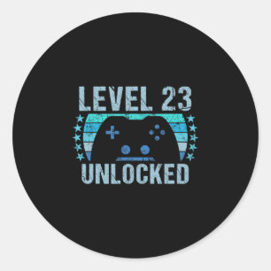 Gaming Vintage 23rd Birthday Gift 23 Year Old Boy Classic Round Sticker