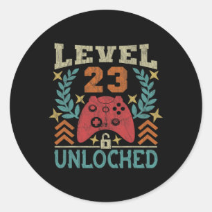 Gaming Vintage 23rd Birthday Gift 23 Year Old Boy Classic Round Sticker