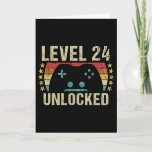 Gaming Vintage 24th Birthday Gift 24 Year Old Boy Card