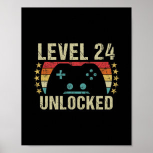 Gaming Vintage 24th Birthday Gift 24 Year Old Boy Poster