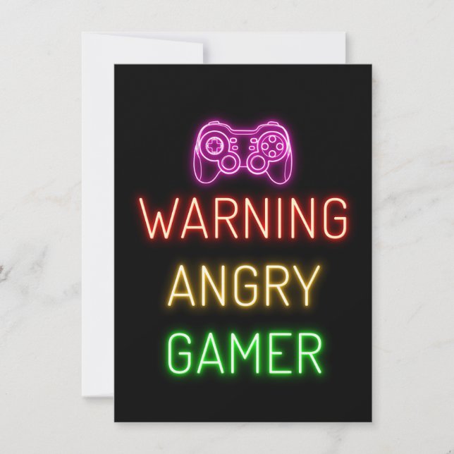 Gaming Warning Angry Gamer Invitation (Front)