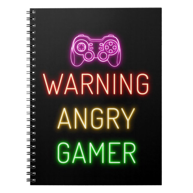 Gaming Warning Angry Gamer Notebook (Front)