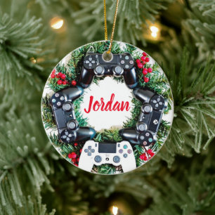 Gaming Wreath CUSTOM Gamer Ceramic Tree Decoration