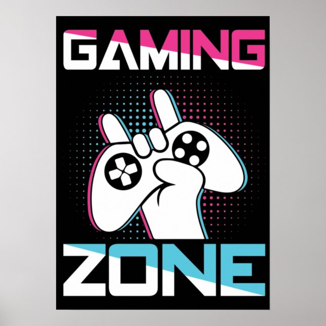 Gaming Zone, Mancave - Funny Video Gamer, Gaming Poster (Front)