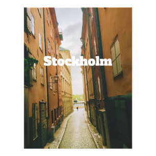 Gamla Stan, Stockholm Souvenir, Retro European  Photo Print